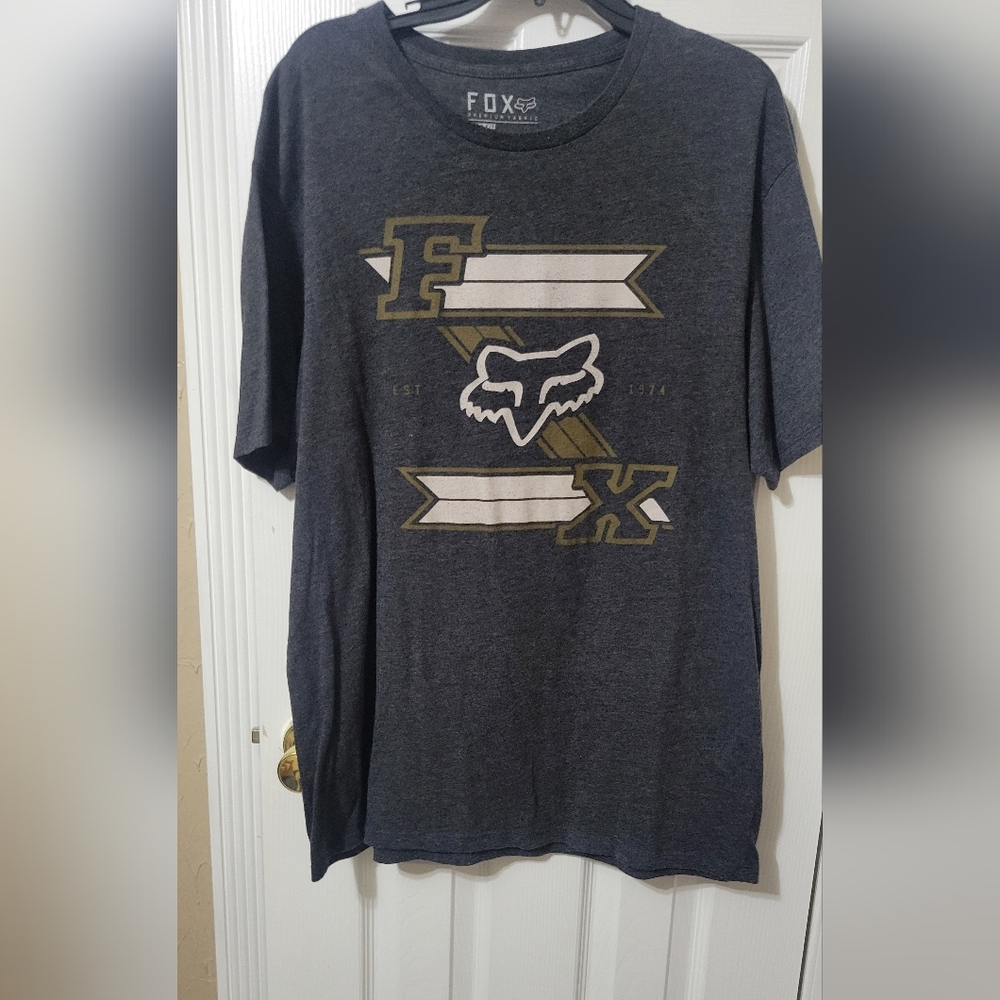Fox mens size xl slim fit grey forrest green and tan graphics gently used